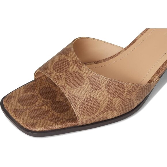 Coach Women's Sculpt C Sandals Tan Slip-On Designer Logo Pattern Casual - Picture 7 of 7